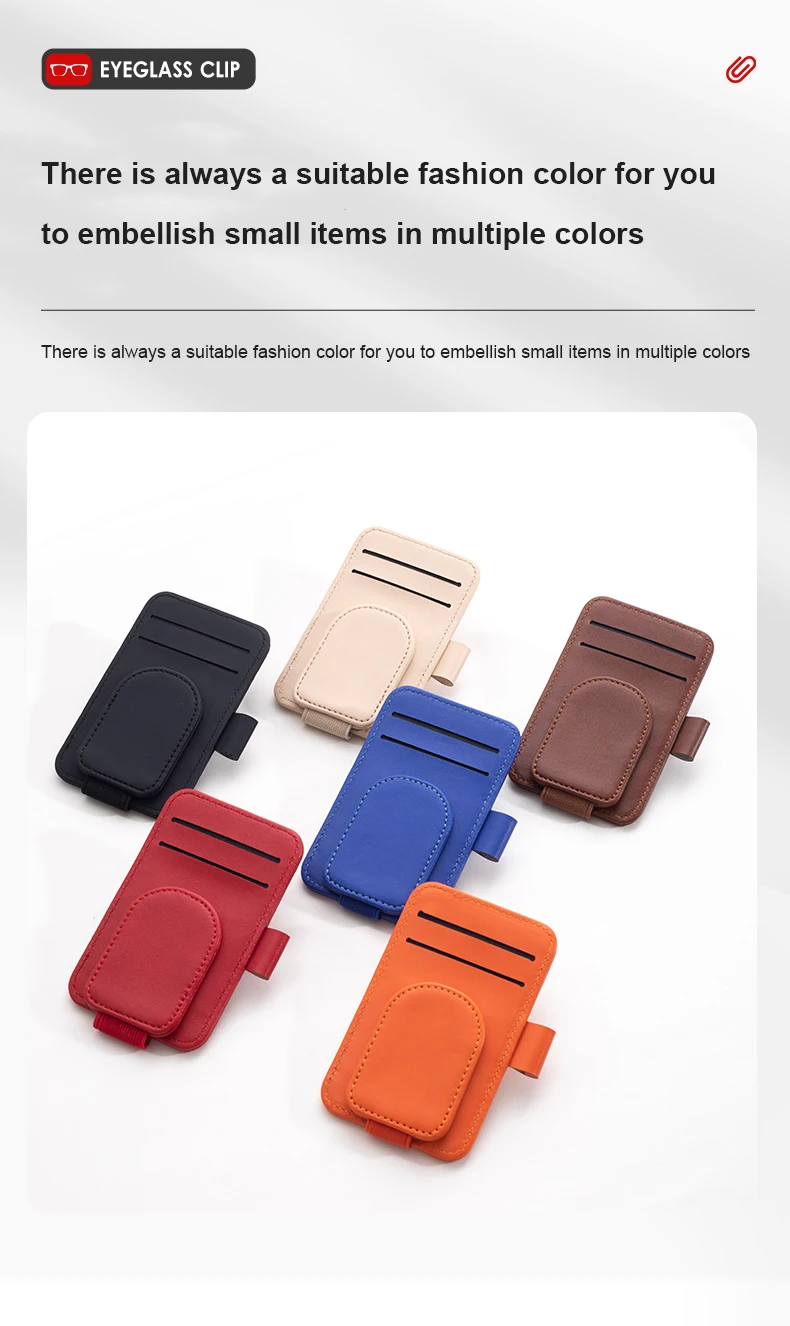 JFBONIN Leder-Autosonnenblenden-Organizer mit magnetischem Clip, Stift- und Kartenhalter, kreativer Sonnenschutz-Aufbewahrungskoffer – Detail 7