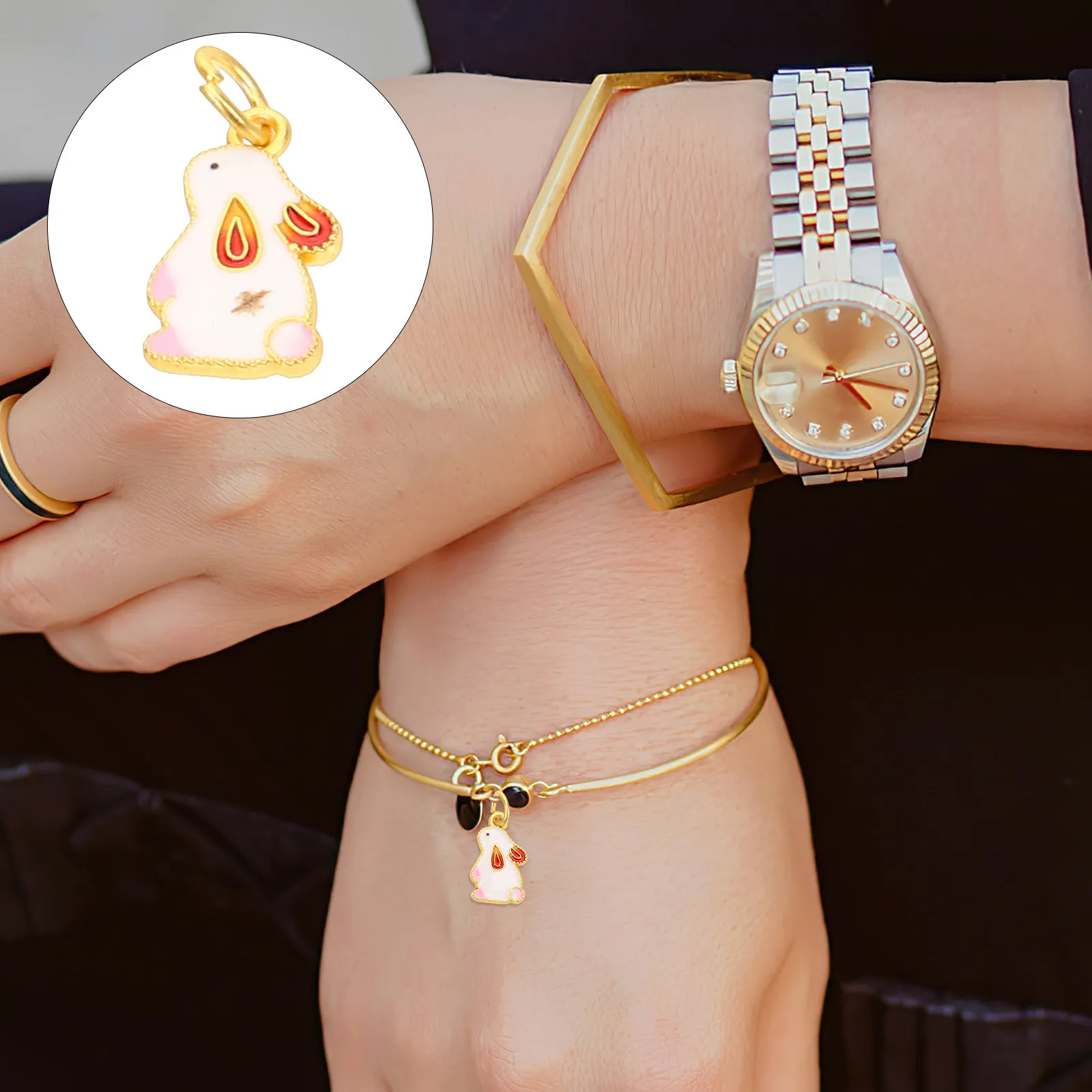 

10 шт. подвесок-талисманов «Год Кролика» из сплава, зодиакальные кулоны, материалы для изготовления ювелирных изделий, набор для рукоделия: браслеты, серьги, китайский Новый год