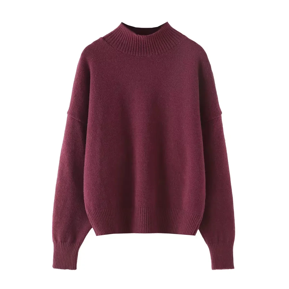 BSAY Maglione lavorato a maglia con colletto alla coreana morbido per donna Moda Autunno Inverno Nuovi maglioni lavorati a maglia femminili chic caldi a maniche lunghe Mujer