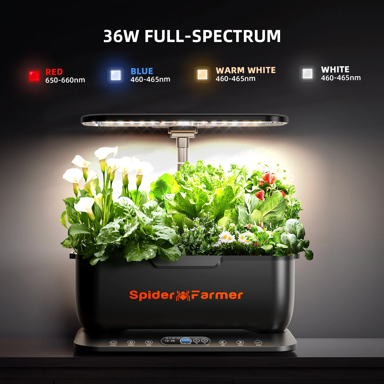 Spider Farmer 2024 ใหม่สมาร์ทG12 Hydroponics Growing Systemสําหรับในร่มต้นกล้าVeg Bloomดอกไม้พืชHydroponics