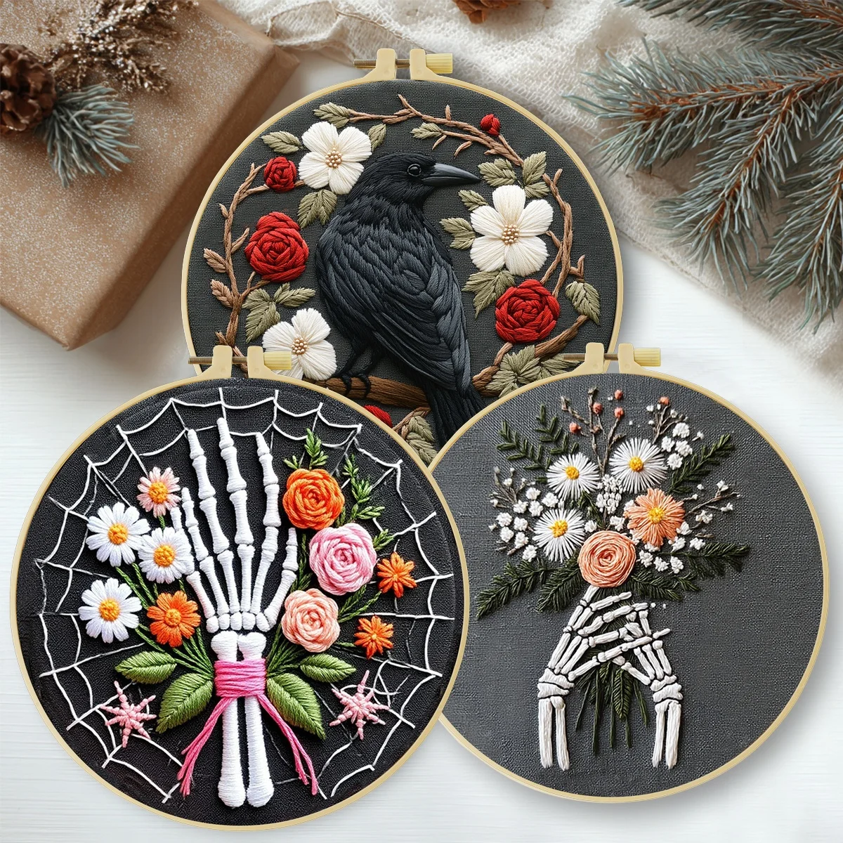 3-teiliges DIY-Stickmaterial-Set für Anfänger, inklusive Nadeln, Fäden, Stick-Starter-Kit, Kreuzstich-Kunst als Geschenk. – Detail 4