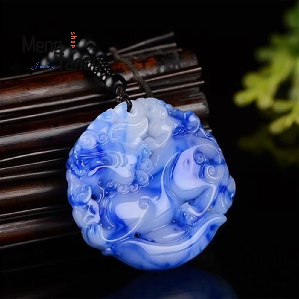 

Natural Hetian Jade Colourful Floating Flower Good Fortune Auspiciousness Pixiu Pendant Exquisite Fashion Jewelry Holiday Gifts