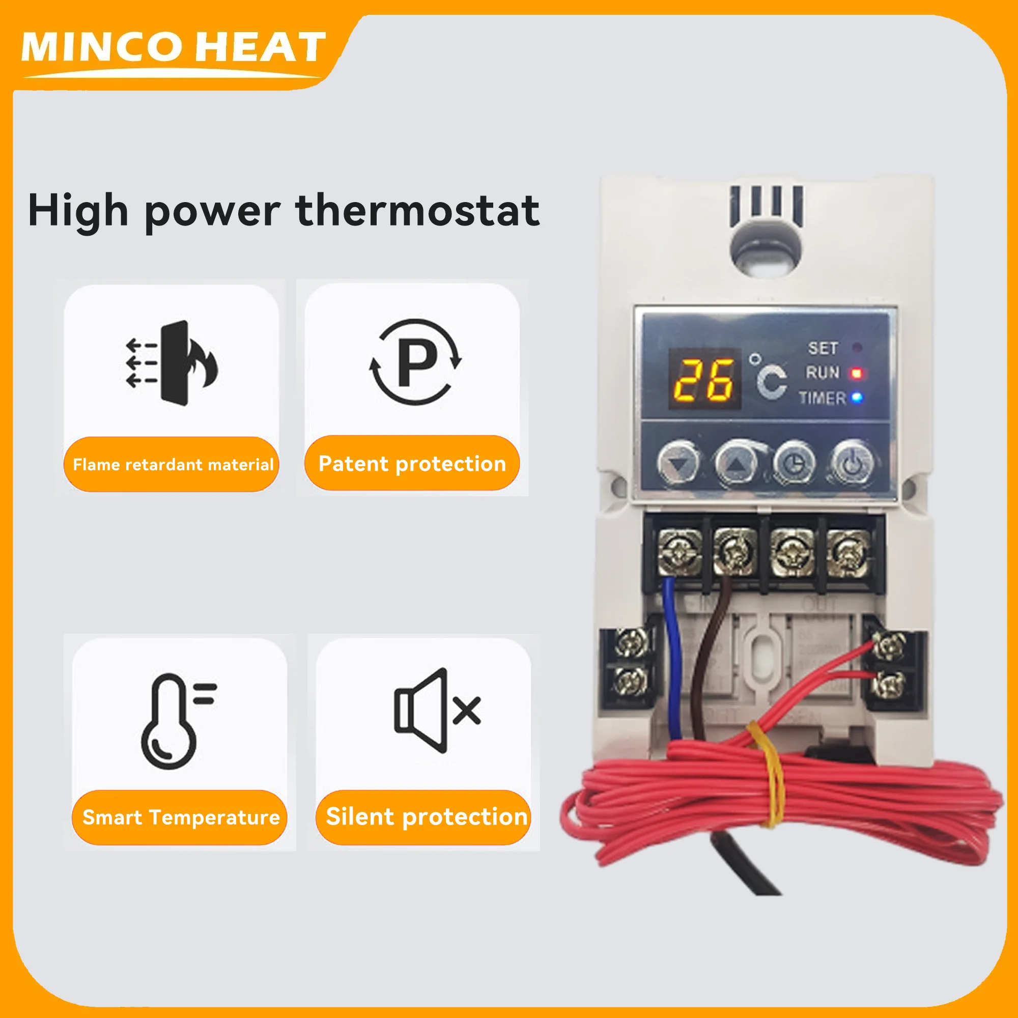 

Minco Heat UTH-170 18A 100 ~ 240 В 50/60 Гц термостат для подогрева пола с внешним датчиком для регулятора комнатной температуры