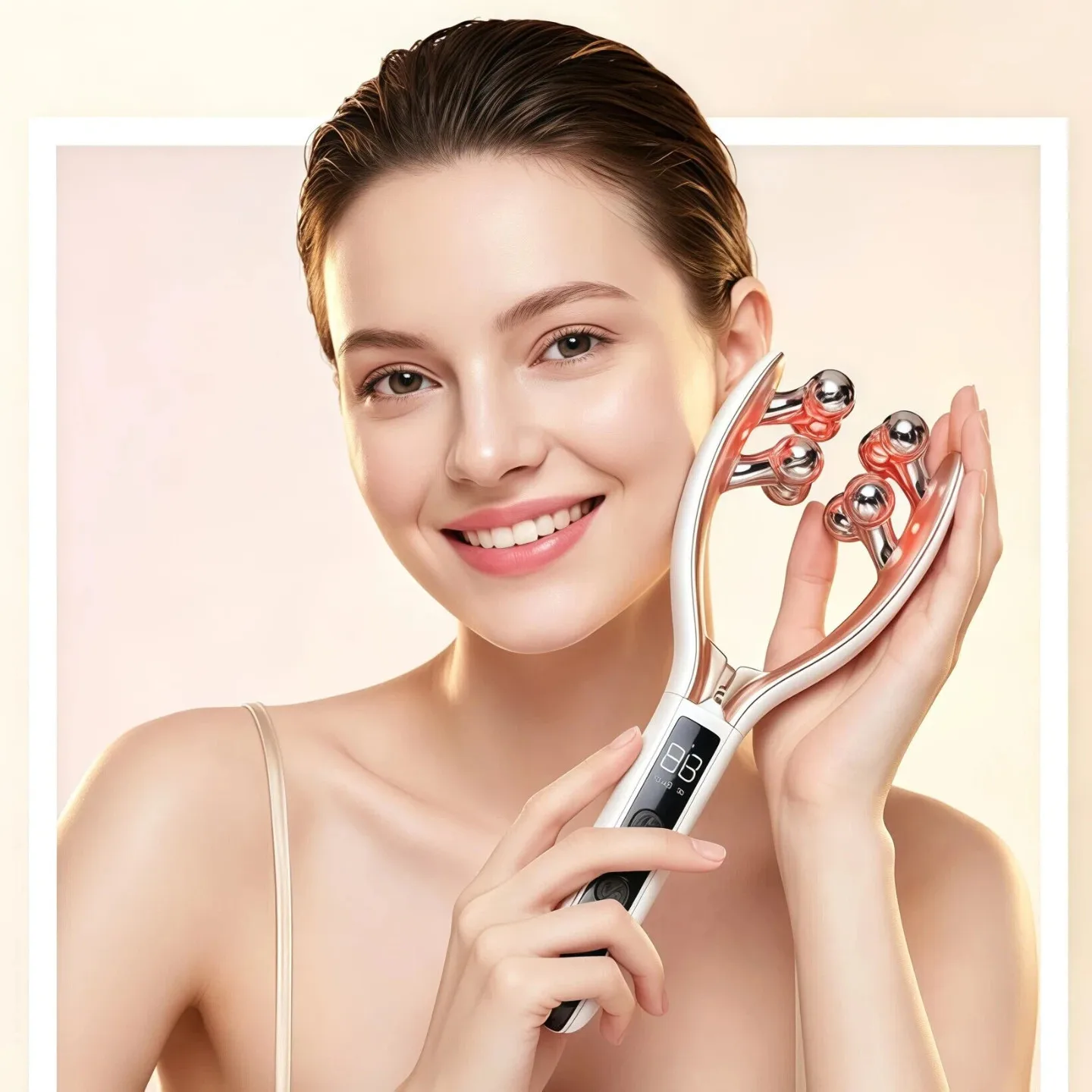 EMS Microcurrent Roller Facial Beauty Device V Face Lifting Massager Red Blue Light Skin Tightening Machine