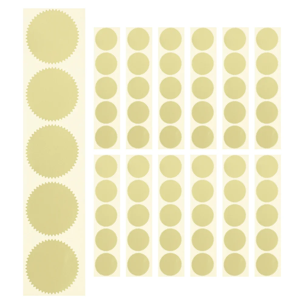 สติกเกอร์ตราประทับเหล็ก 200 ชิ้น สีทองเมทัลลิก สำหรับตราประทับใบรับรอง  ขอบลายหยัก  สำหรับสำนักงานพิธีการและรางวัล