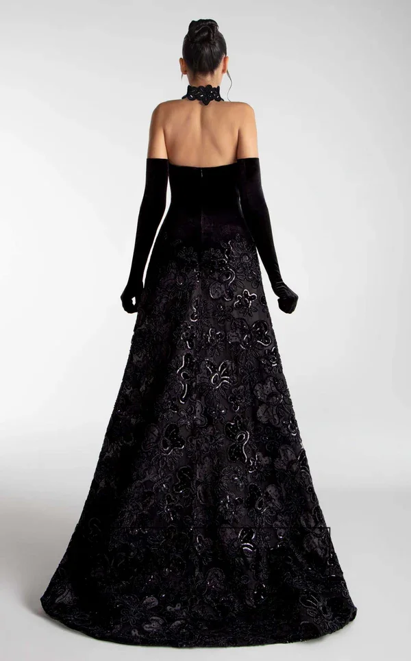 ZHUISHU Sweetheart Strapless Evening Gown Velvet and Lace Luxury Women Party Dresses Customized Mermaid Formal Event Dresses
