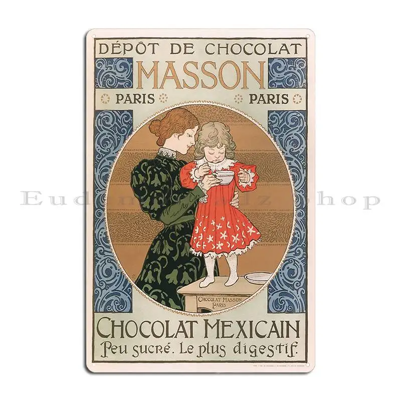 Eugene Grasset Masson Chocolate Deposit Mexican Chocolate Metal Plaque Designer Cave Garage Bar Funny Tin Sign Poster