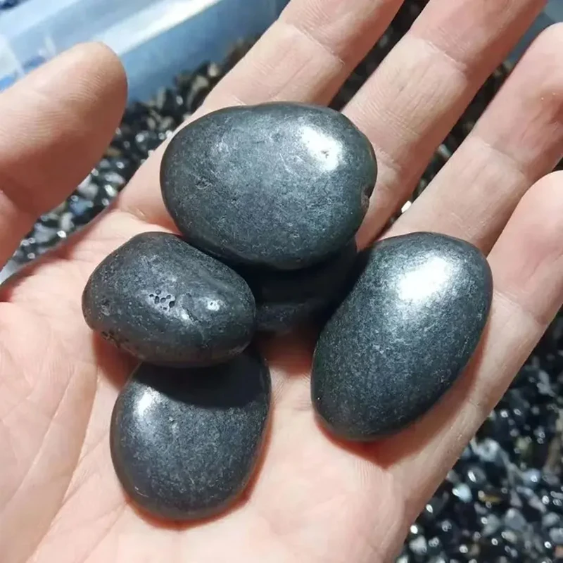 200/300/400g Black Polished Pebbles – River Stones for Aquarium, Garden Landscaping, Home Decor, Feng Shui and Vase Fillers TMZ view 4