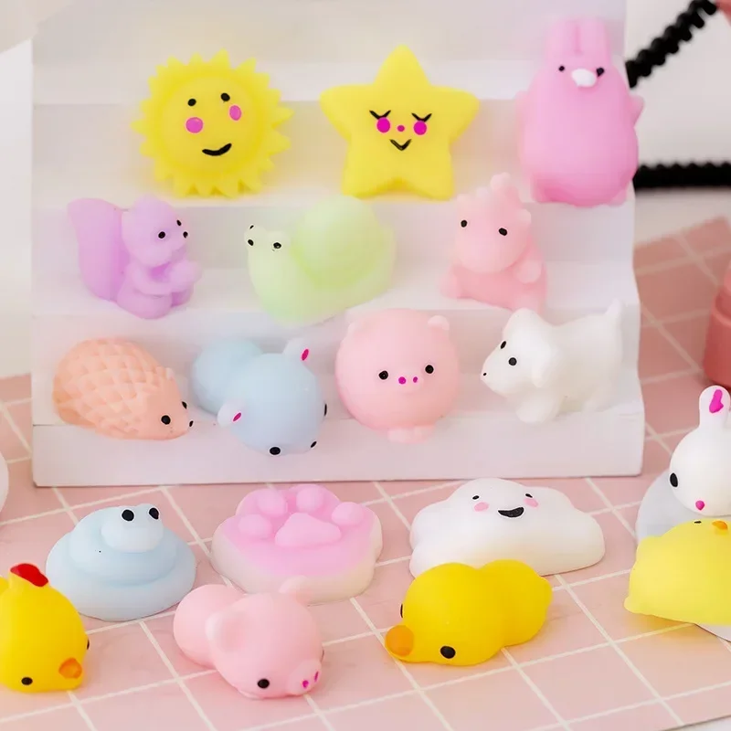 20 pçs kawaii squishies anima brinquedos mole para crianças antiestresse bola squeeze festa favores alívio do estresse brinquedos para aniversário