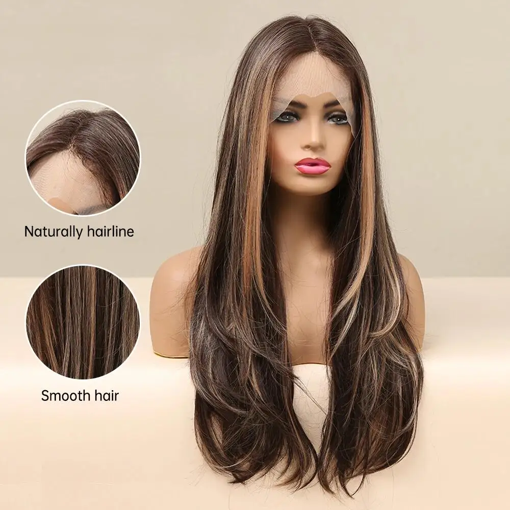 28Inch Soft Long 5x5 Silk Base Highligh Brown Silk Straight Jewish Human BabyHair HDLace European Hair Glueless Preplucked Daily