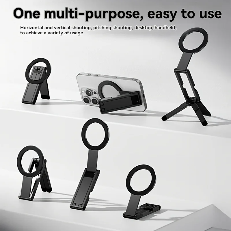 1pc Pocket-friendly Magnetic Phone Holder, Multi-functional Photography Tool, Universal Magnetic Tripod for Desktop Support