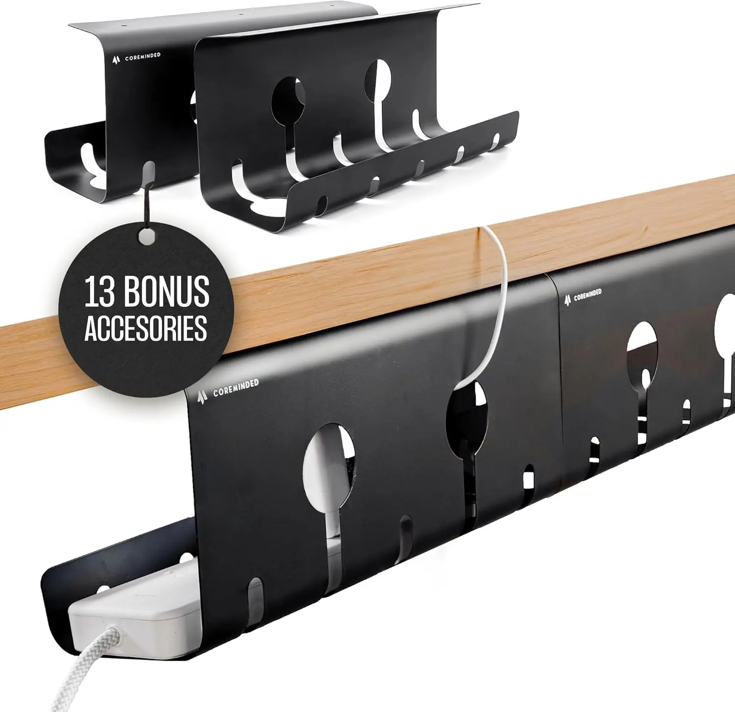 

Кабельный органайзер под стол без сверления - набор из 2 штук, для стоячего стола, с держателем для удлинителя