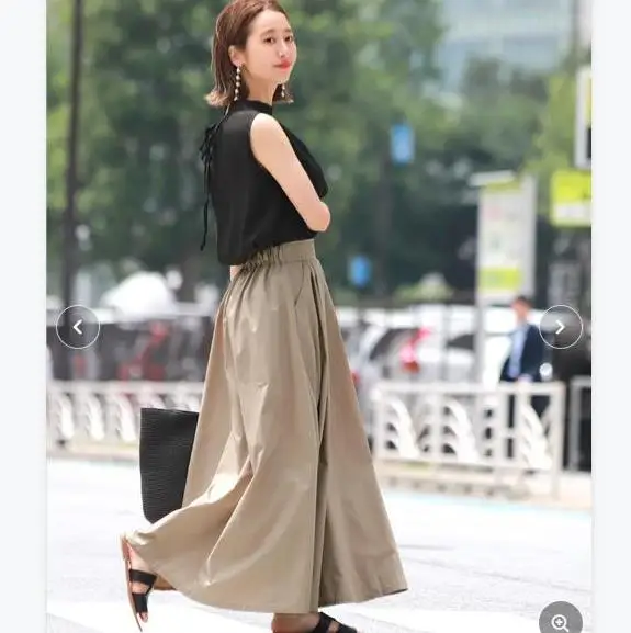 A-Linie-Midirock mit hoher Taille, japanischer Stil, reine Farbe, Sommer, lässig, künstlerisch, ausgestellter Rock, Premium-Faion-Röcke für Damen