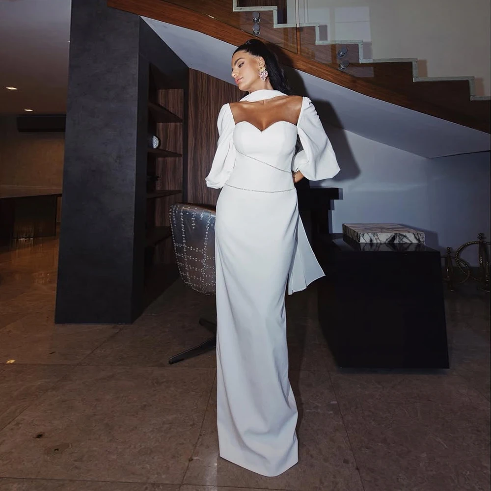 

Customized Beaded Evening Dresses Strapless Elegant Prom Dress for Women with Full Sleeve Long Night Gowns for Special Occasions