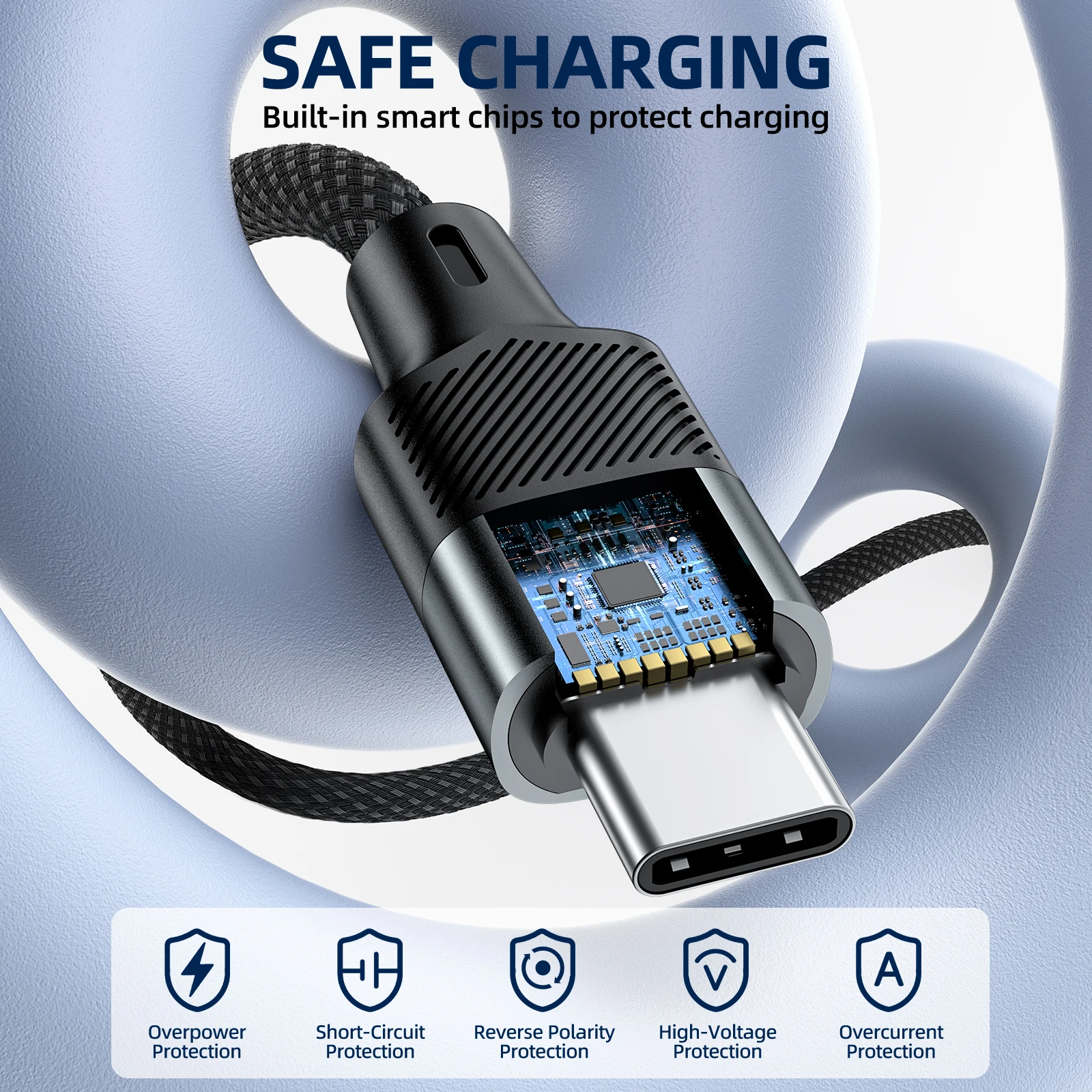 240W Magnetic Fast Charging Cable 2 in 1 USB C to Type C Charger Cable For iPhone 17 16 Samsung Huawei Xiaomi Redmi Laptop view 3