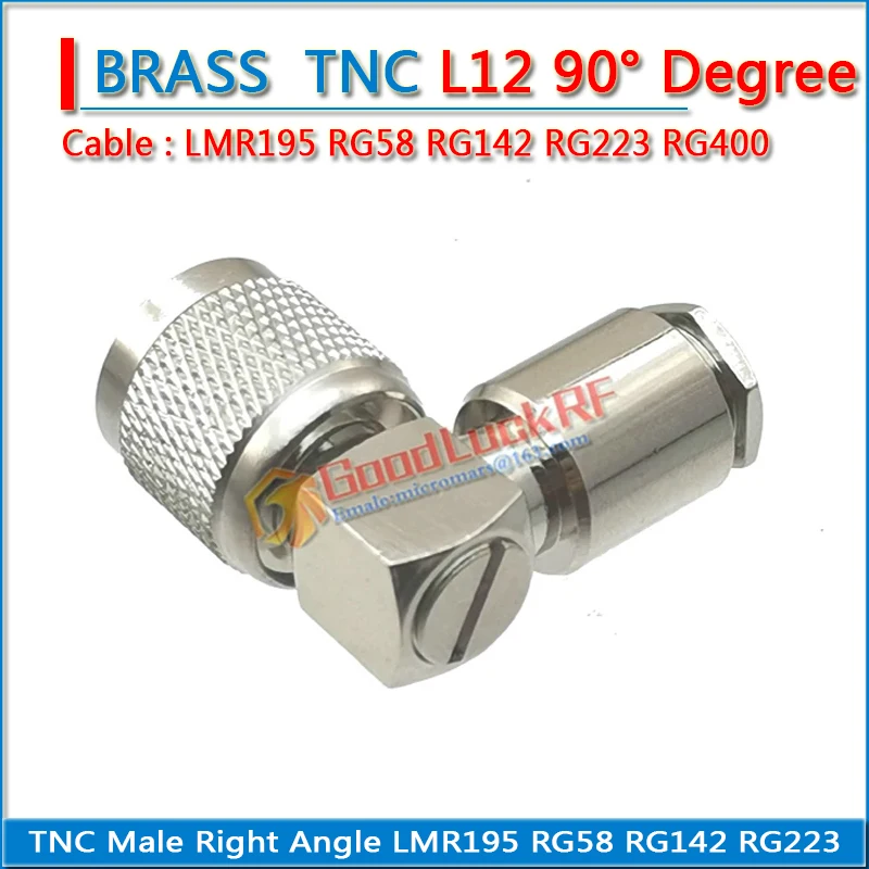 L12 TNC Male 90 Degree Right Angle Jack Clamp Soldered For LMR195 RG58 RG142 RG223 RG400 Cable RF Connector Adapters