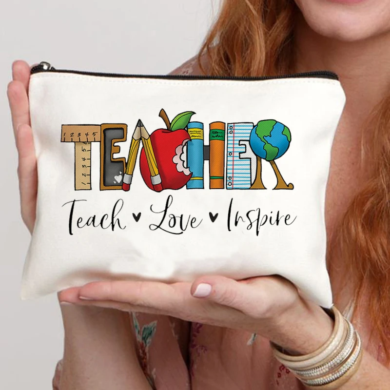 Women School Teacher Gift Cosmetic Bag pouch wallet Portable Organizer Pouch Bag Travel Makeup Bag Custom Made Makeup Bag Bags