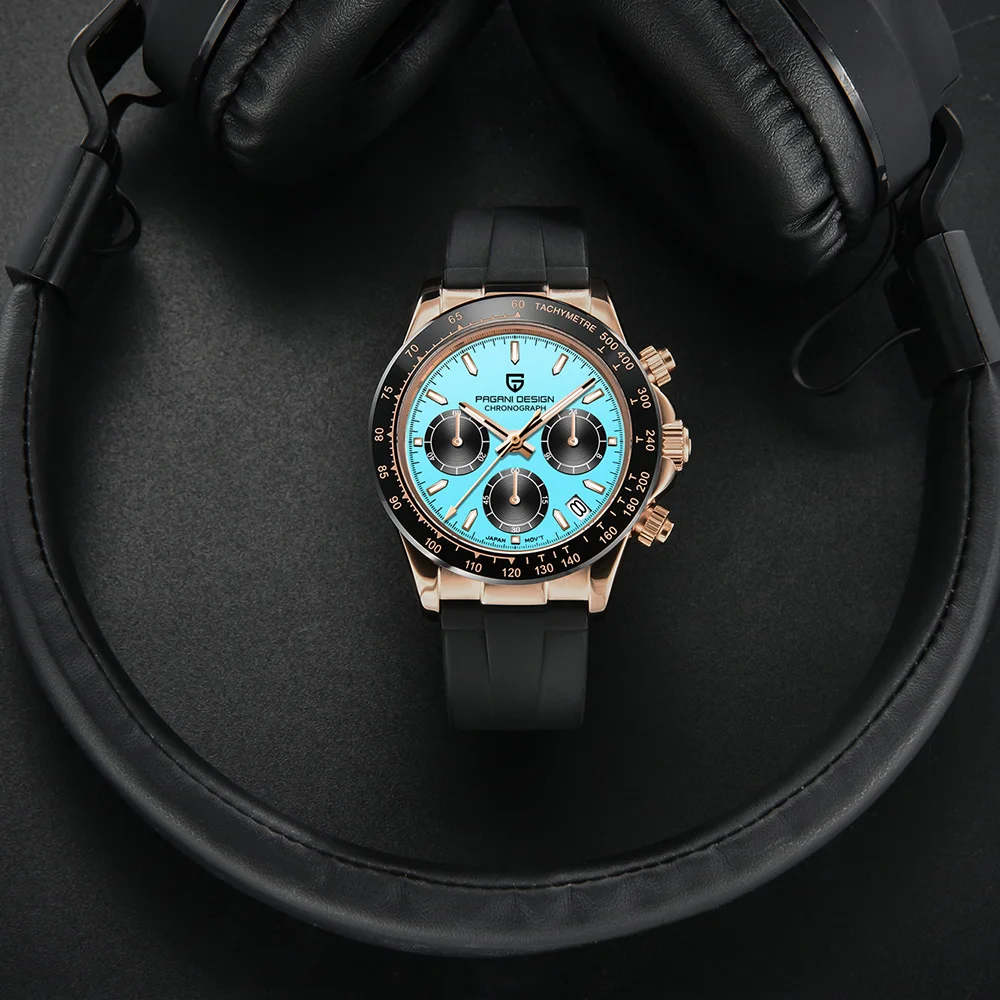 PAGANI DESIGN Mens Stop Watch Chronograph Luxury Quartz Watches For Man Japan VK63 Wristwatches Stainless Steel Waterproof Clock