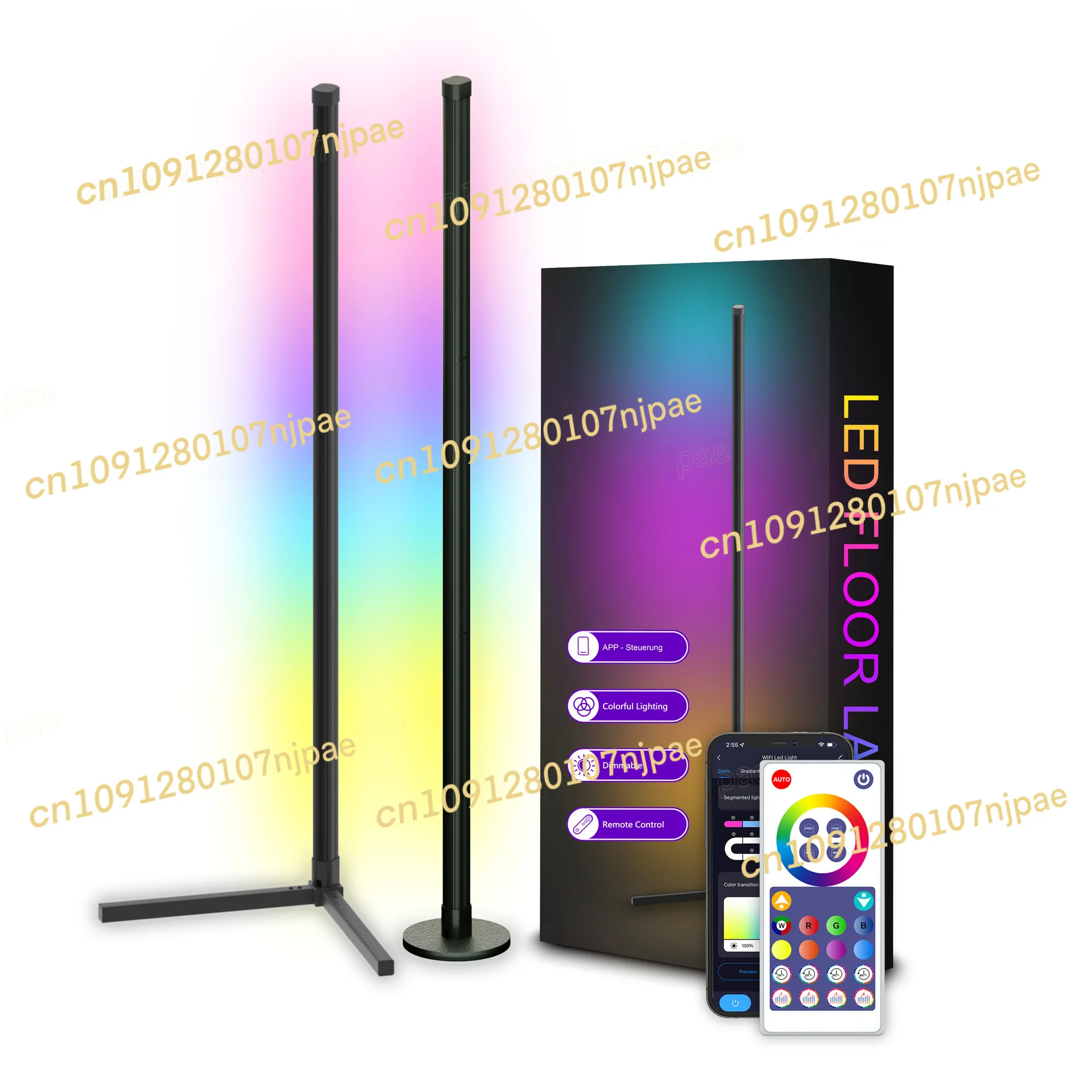 RGB جدار الزاوية ضوء ثلاثة أجزاء الربط مصباح أرضي بلوتوث الحد الأدنى مصباح مكتبي غرفة نوم الإنترنت ضوء الجو الشهير