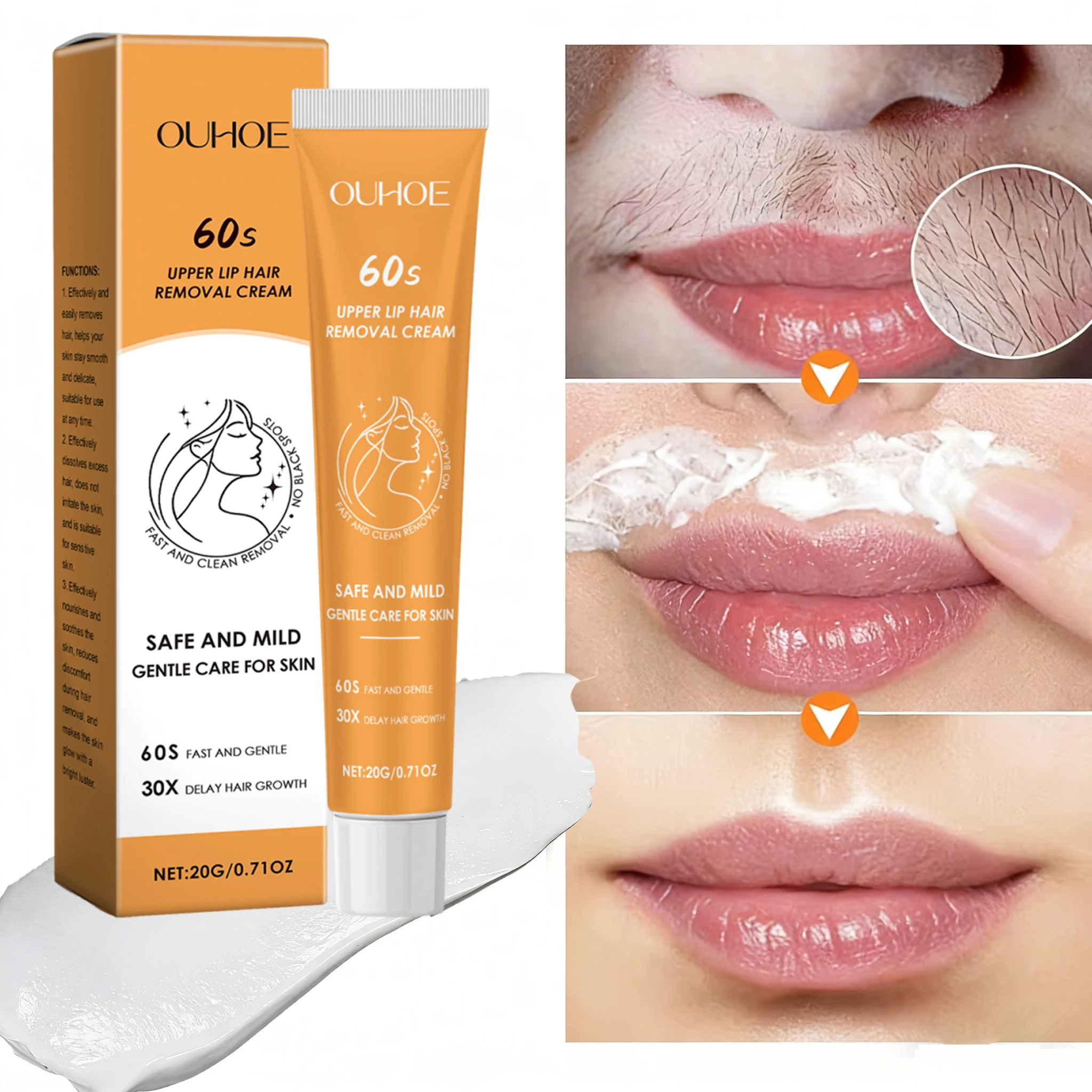 Crema depilatoria Centella Asiatica, vaselina suave, indolora, inhibidora del crecimiento del vello, para el cuidado del cuerpo, labios, axilas y piernas