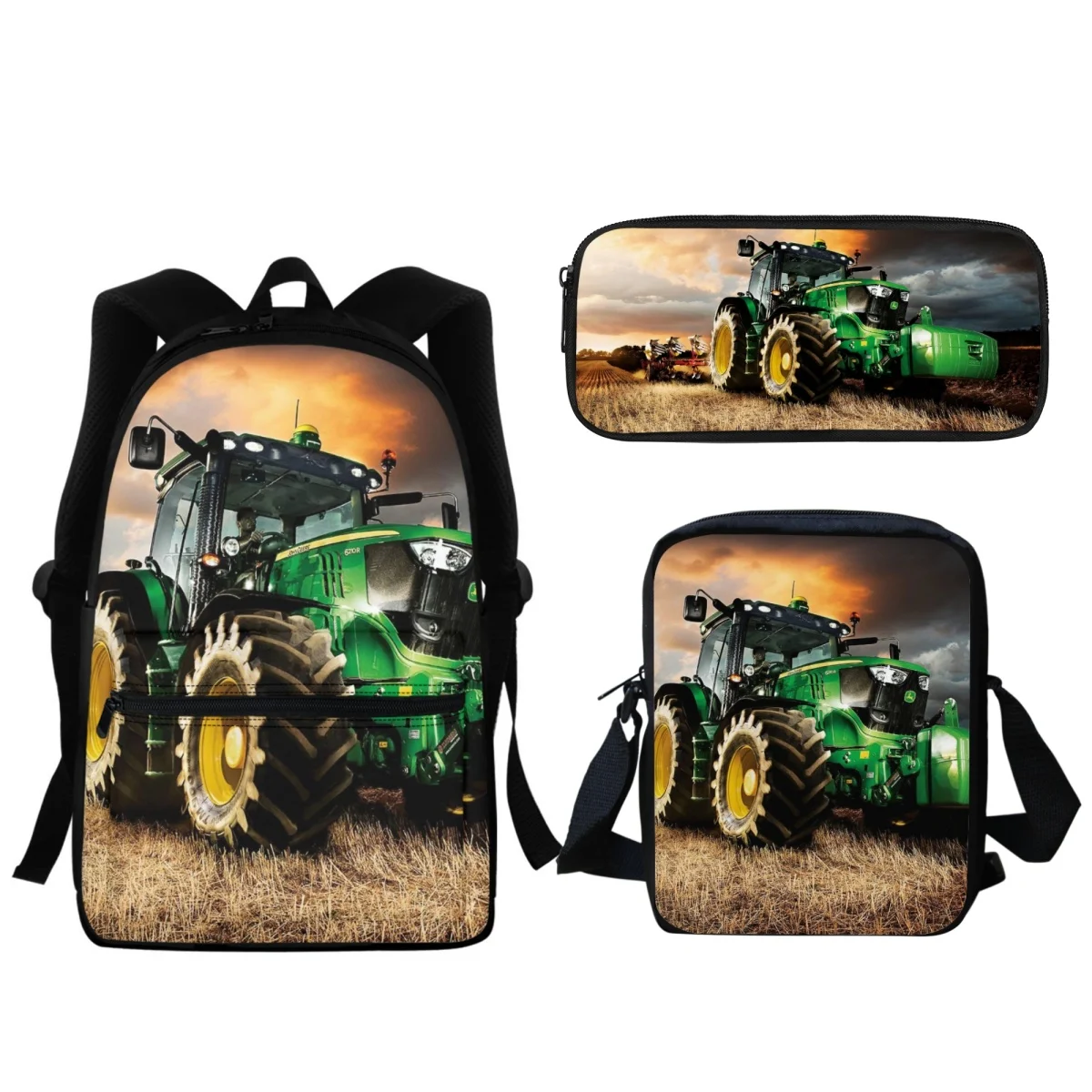 Farm Tractor Printed Backpack Kindergarten Children Boys Girls Zipper BookBags Back to School Gift Lunch Messenger Bag Mochila