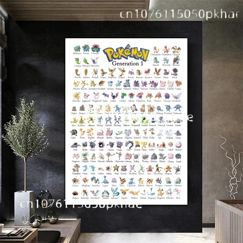 

Anime Pokemon Classic Poster Decor Pikachu Charizard Peripheral Painting Wall Art Watercolor Canvas Painting Modern Room Decor