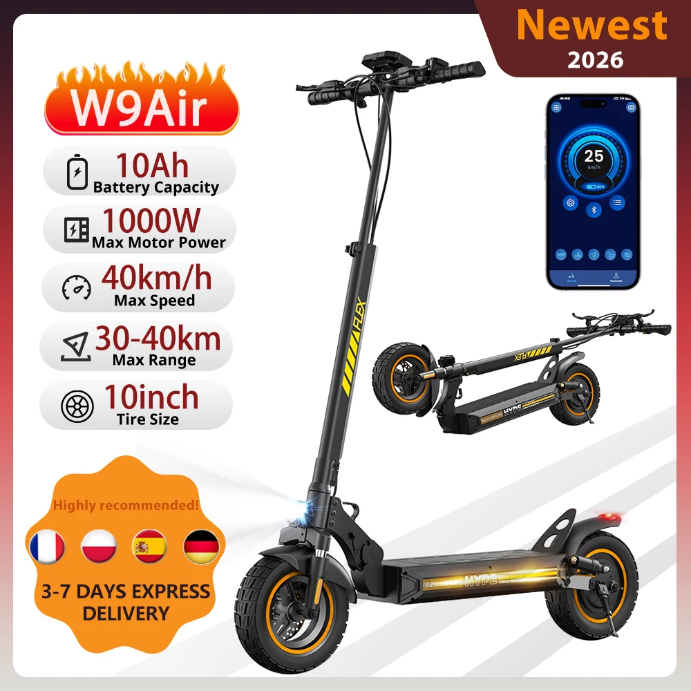 W9Air Elektrische Scooter 800W Motor 48V10AH Batterij E-Scooter Volwassenen 10" Band Stads- en All-Terrain Vouwbare Scooters