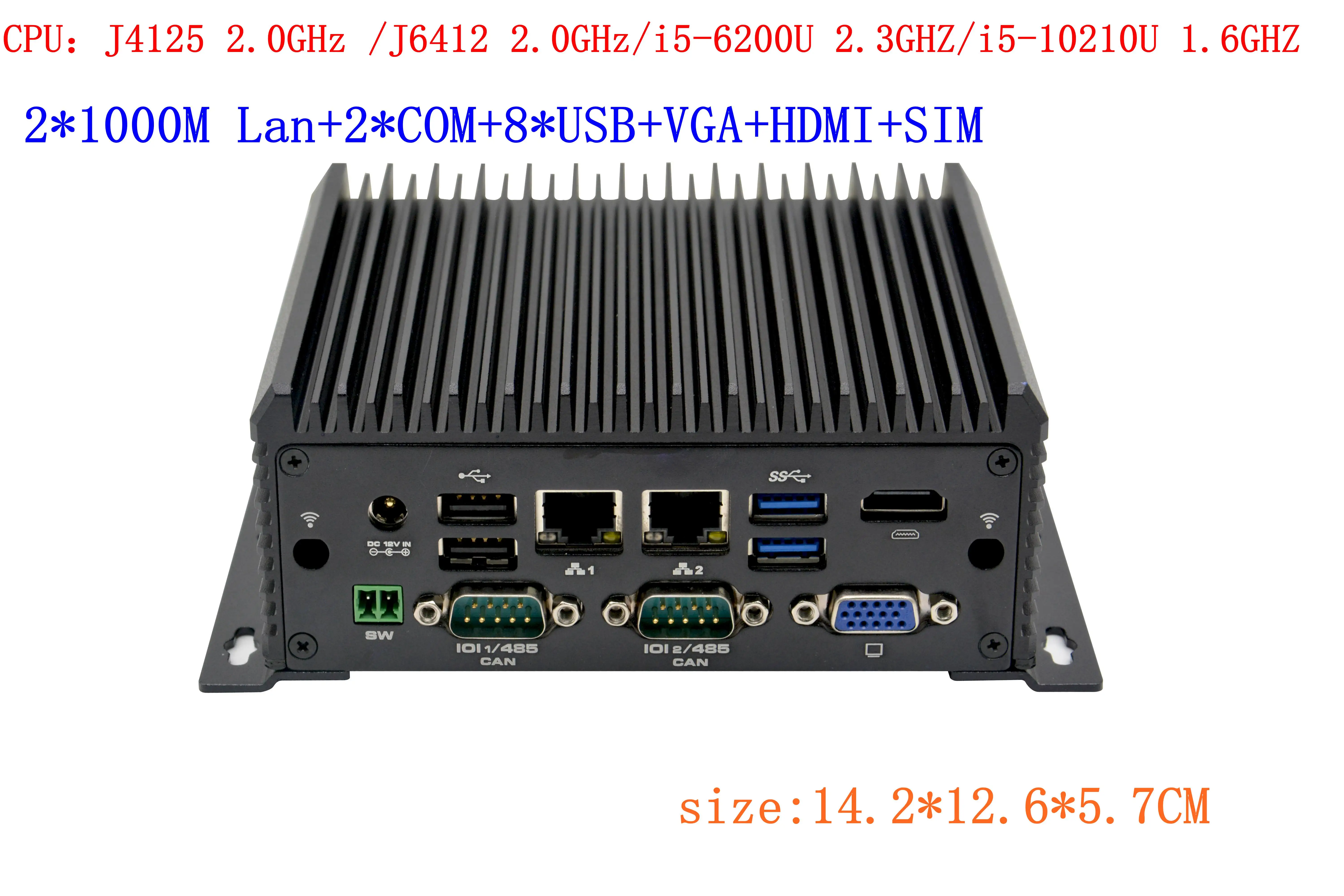 

Intel J6412 Core i5 10210U 1.6Ghz Fanless embedded industrial PC Dual LAN Dual display 4G/5G SIM 2COM Win10 Linux Ubuntu Mini pc