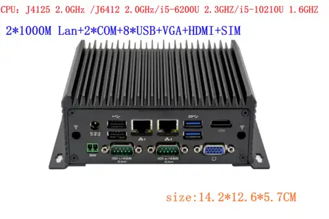 Intel J6412 Core i5 10210U 1.6Ghz Fanless embedded industrial PC Dual LAN Dual display 4G/5G SIM 2COM Win10 Linux Ubuntu Mini pc