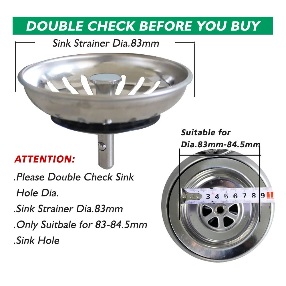 Talea Kitchen Sink Filter,SUS304 Strainer Plug 83mm,QS491