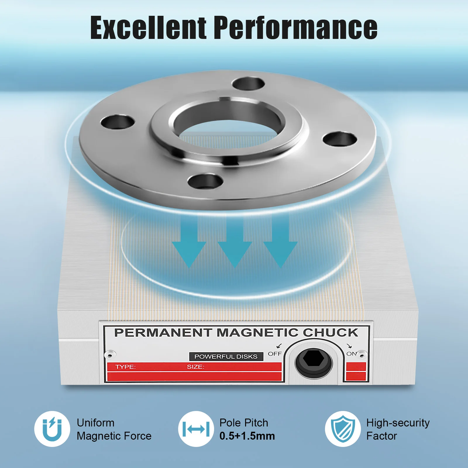 5.91*5.91 Inches Permanent Magnetic Chuck, Rectangular Fine Pole Chuck