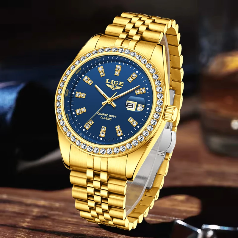LIGE Sports Watches For Men Fashion Creative Diamond Design Watch Men Military Waterproof Date Quartz Wristwatch Reloj Hombre