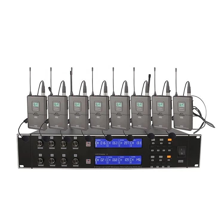 

U-M8000 Wireless Microphone System UHF 8 Channel Handheld Lapel Headset Mic