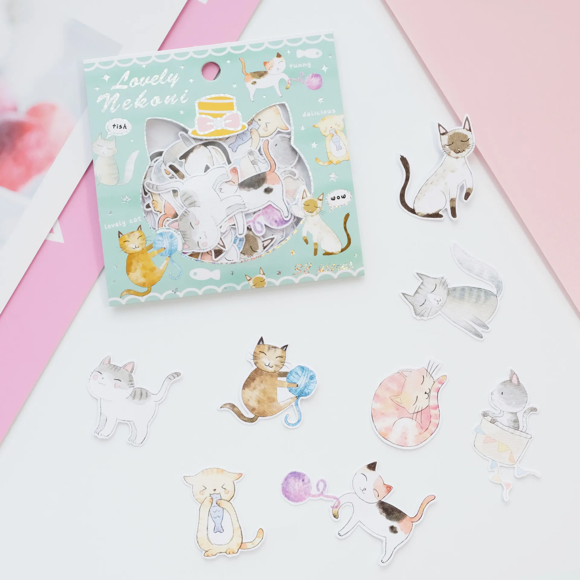 Sevimli Tavşan Kedi Kozmetik Çıkartmalar Scrapbooking Günlüğü Önemsiz Dergisi Dekoratif El Sanatları Malzemeleri DIY Hobi Kesme Kalıp Etiket