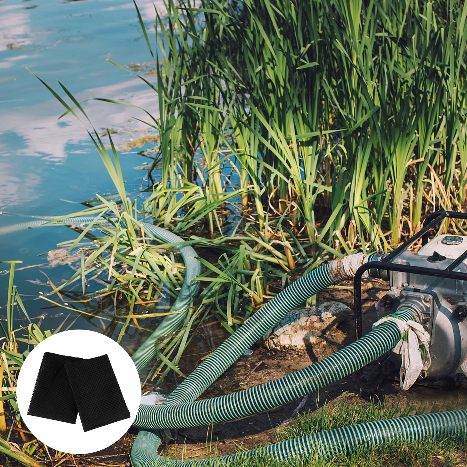 

2pcs Water Filter Bag Mesh Fountain Pump Drawstring Fish Tank Black Polyester Pond Debris Filtration Aquarium Garden Supplies