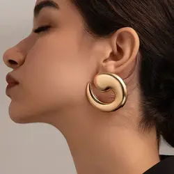 DIEZI Steampunk Vintage Gold Silver Color Metal Stud Earrings Women Punk Fashion Geometric Piercing Earring Jewelry Accessories