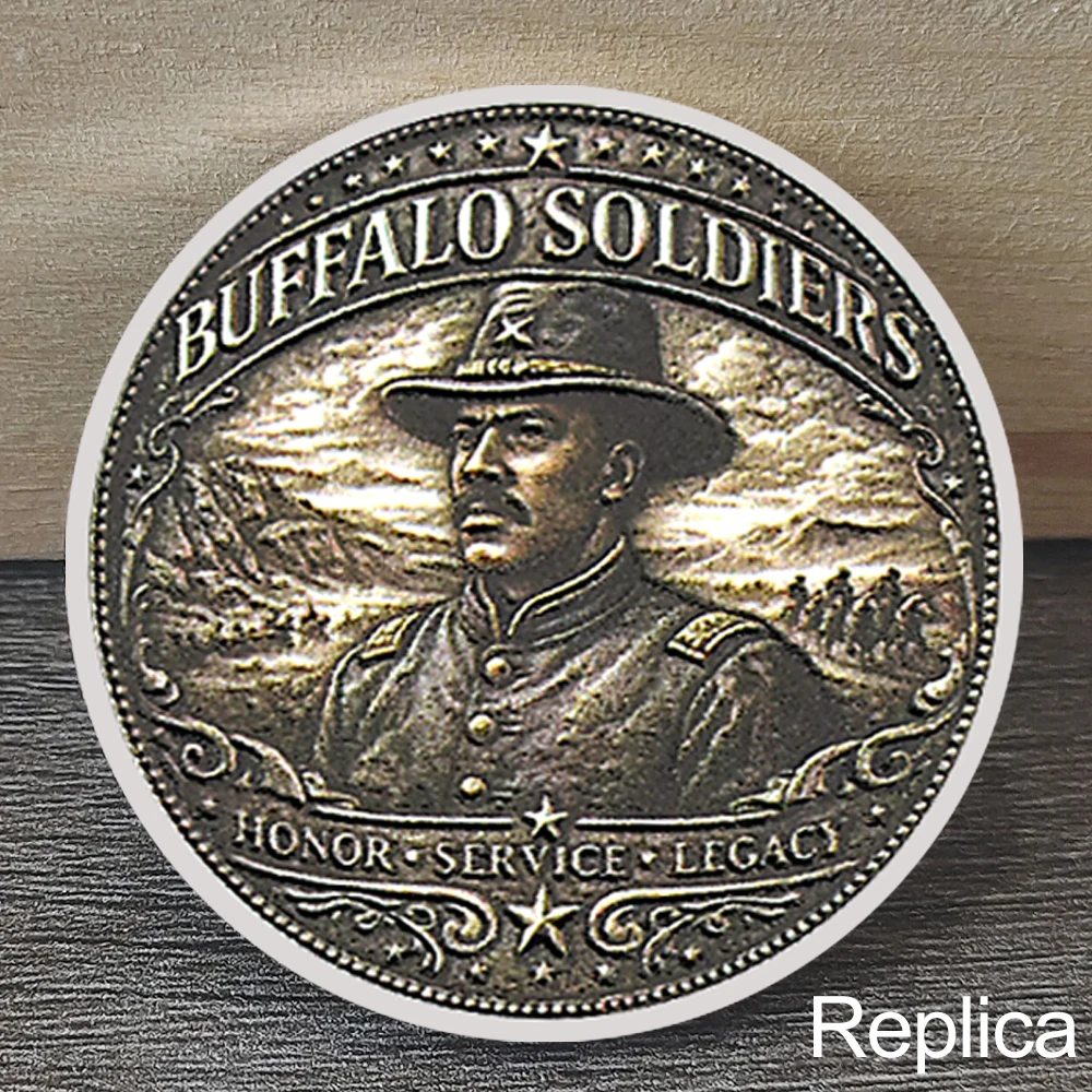 US Army Buffalo Soldiers Commemorative Coin Established 1866 Antique Finish Collectible Gift for Veterans Patriotic Gift replica