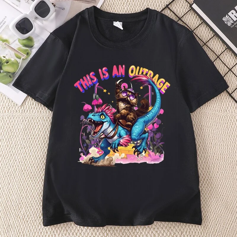 This Is An Outrage T-Shirt Men Women Princess Donut and Mongo T Shirt Dungeon Crawler Carl Tshirt Dinosaur Graphic Tee