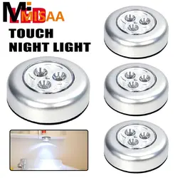 Mini LED Night Light Wireless Round Motion Sensor Touch Light Battery Powered Cabinet Night Lamp For Bedroom Closet Lighting