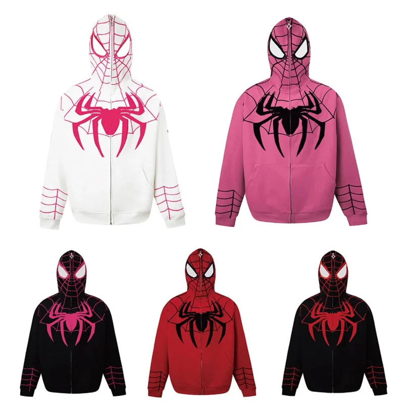 2024 Full Zip Up Hoodies 3D Print Superhero Men Women Avengers Cosplay Costume Y2k Gothic Hooded Sweatshirt Jackets