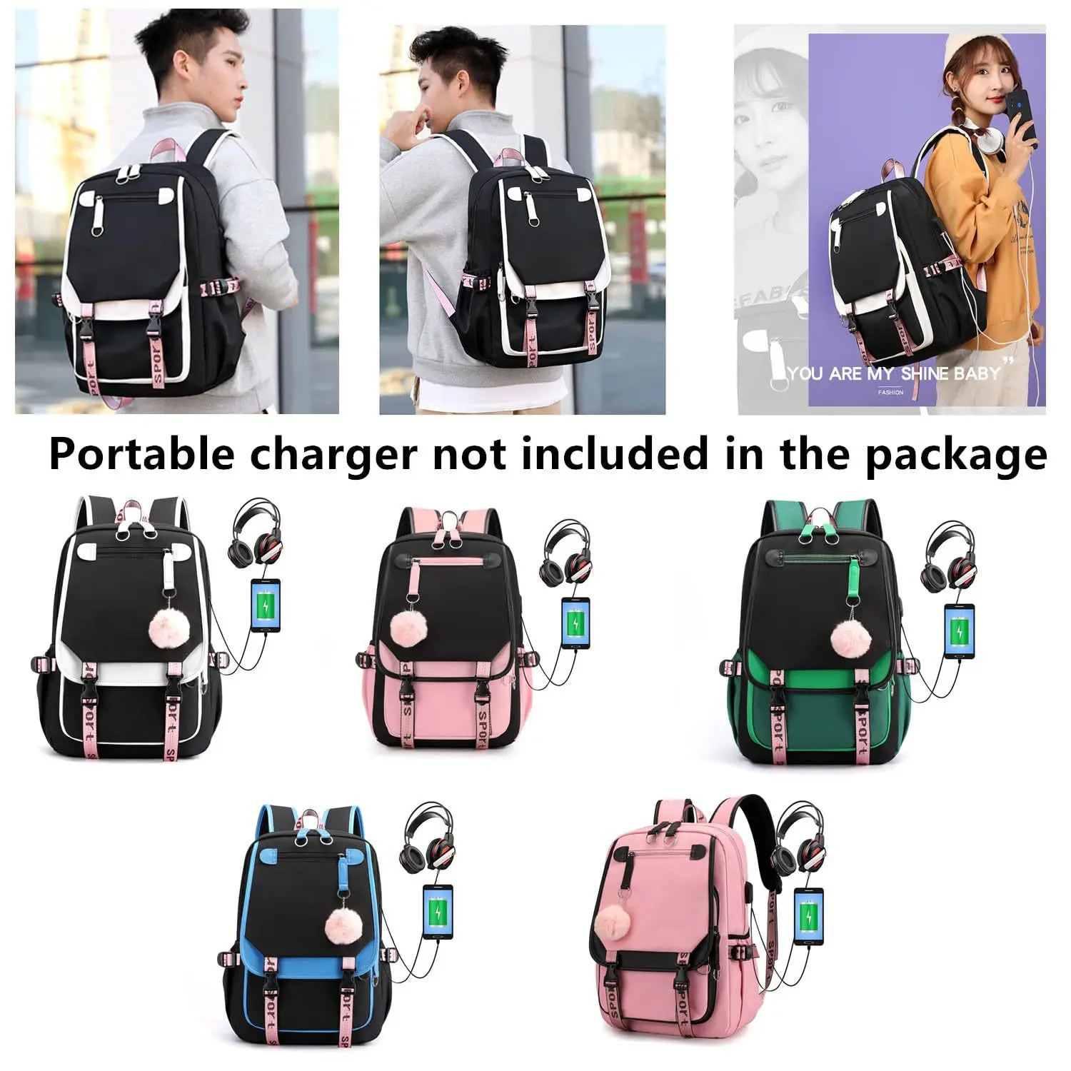 Plecaki szkolne dla młodych chłopców dziewcząt Bagpack studenci Kawaii tornister Harajuku modny plecak podróżny czarna różowa torba