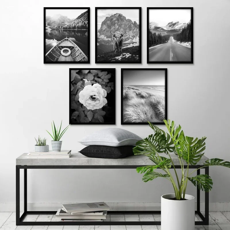 16x20 Picture Frame Set of 5 in Black - Picture Frames Collage Wall Decor with Plexiglass Cover and Hanging Hardware