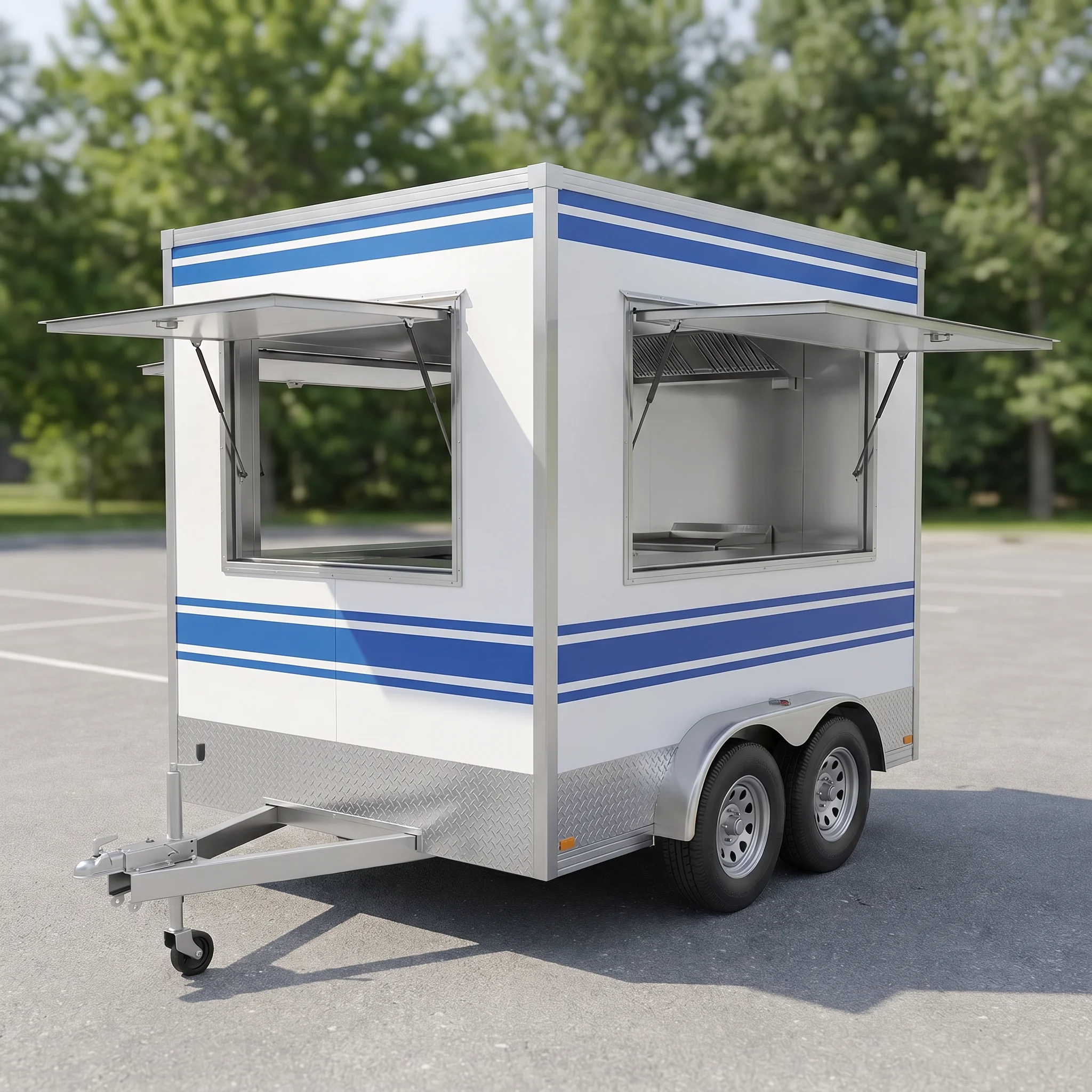 Custom Built Square Food Trailer CE Standard Mobile Craft Beer Coffee Box Cart Bakery Pop Up Store Vending Concession Truck