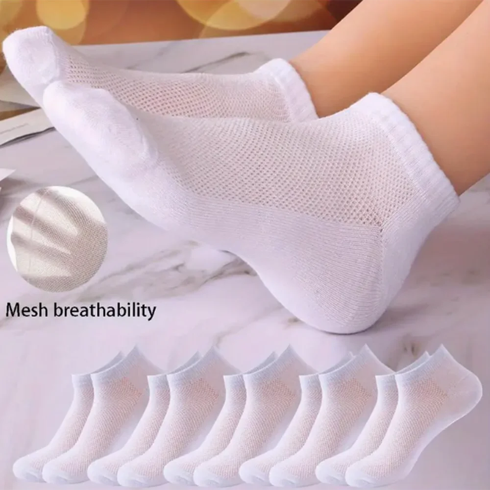 5/10 Pairs Women's Summer Mesh Ankle Athletic Running Socks Black&White&Gray Thin Low Cut Socks Breathable No Show Sports Men's Socks