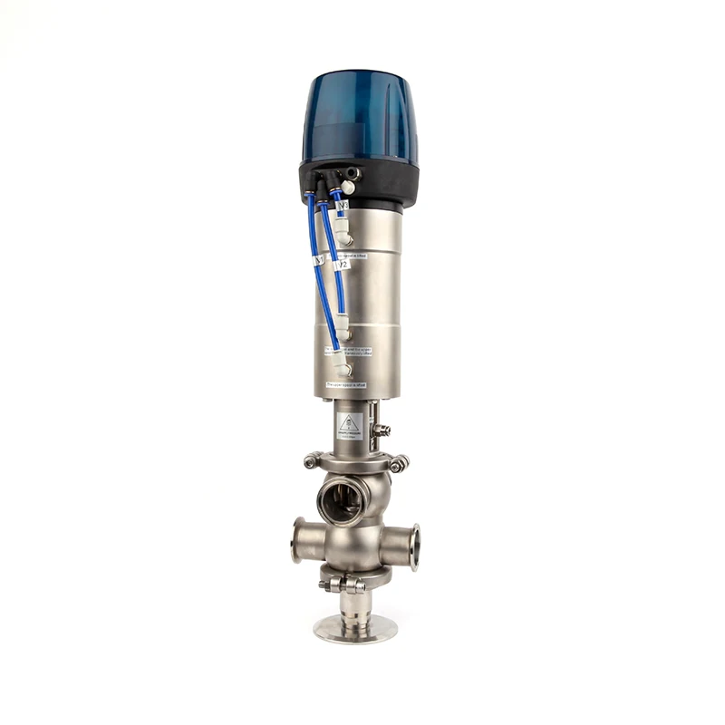 Stainless Steel Sanitary TT Pneumatic Flow Anti mixing Valve With Control head