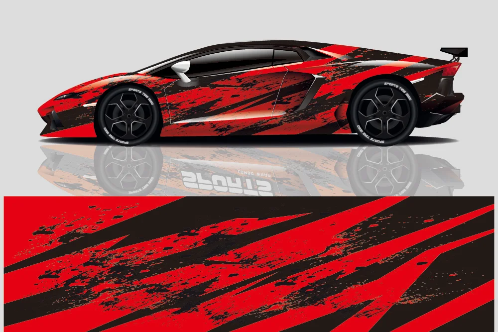 Racing Car Graphic Decal Full Body Vinyl Wrap Modern Design Vector Image Car Full Wrap Sticker Decorative Car Decal Cut