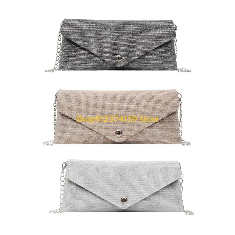 

G5AE Stylish Evening Bag with Chain Strap Compact PU Leather Shoulder Crossbody Bags