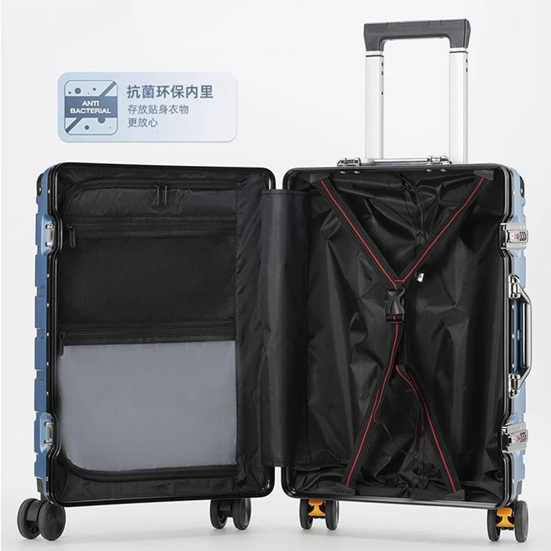 حقيبة متينة ذات سعة كبيرة للرجال والنساء بإطار من الألومنيوم بعجلة عالمية وحقيبة كلمة مرور للسفر للطلاب