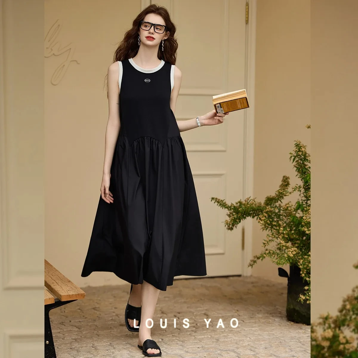 

LOUIS YAO Sleeveless Undershirt Dress 2025 Summer Inner Wear Outer Wear Contrasting Colours Splicing Women's Dresses New