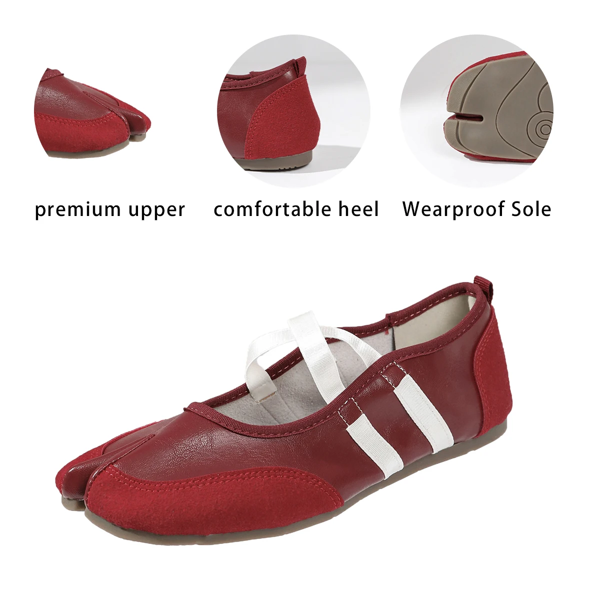 Flache Schuhe mit Kreuzriemen für Damen, lässiges Modedesign, Mary Jane Schuh, Slip-on, geteilte Zehenpartie, Ballett-Trainer, Sommer 2026, elegant, neu – Detail 18
